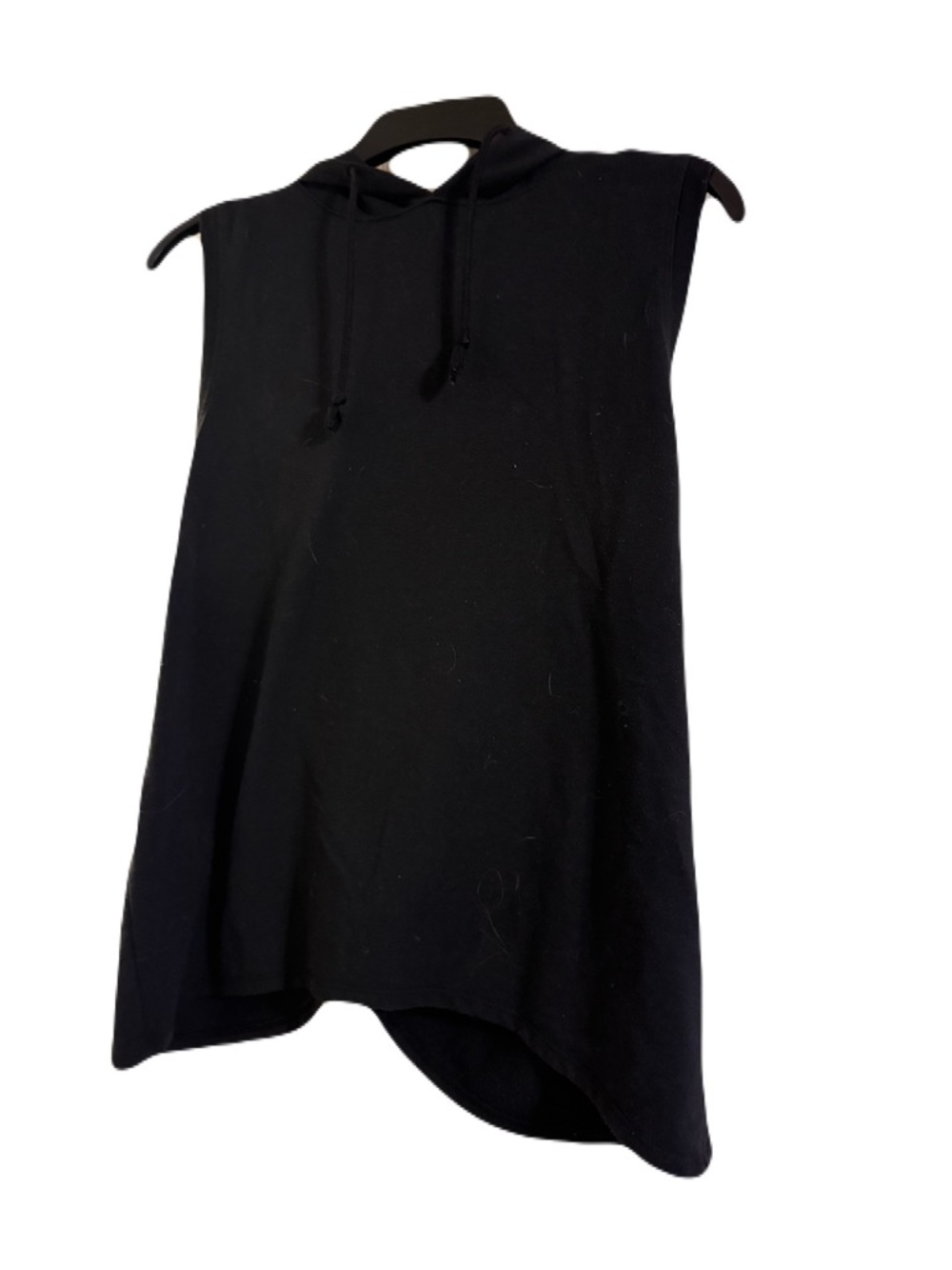 Sleeveless Black Hooded Tunic Top